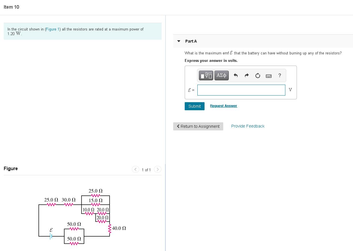 Solved Item 10 In the circuit shown in (Figure 1) all the | Chegg.com
