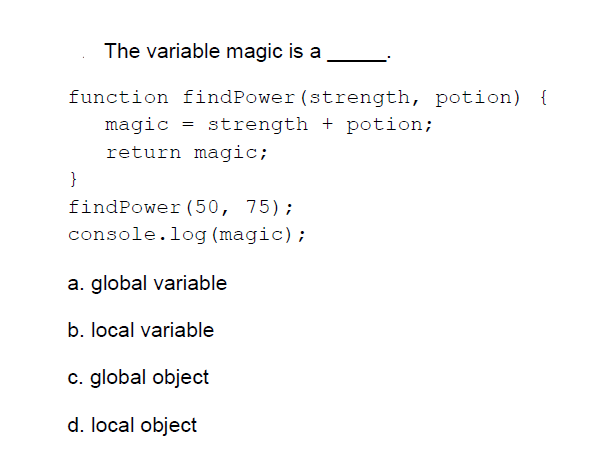 Solved The variable magic is a function findPower (strength, | Chegg.com