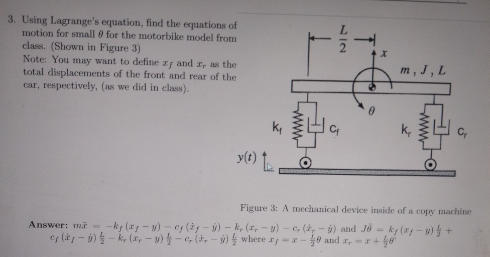 Solved 3. Using Lagrange's Equation, Find The Equations Of | Chegg.com