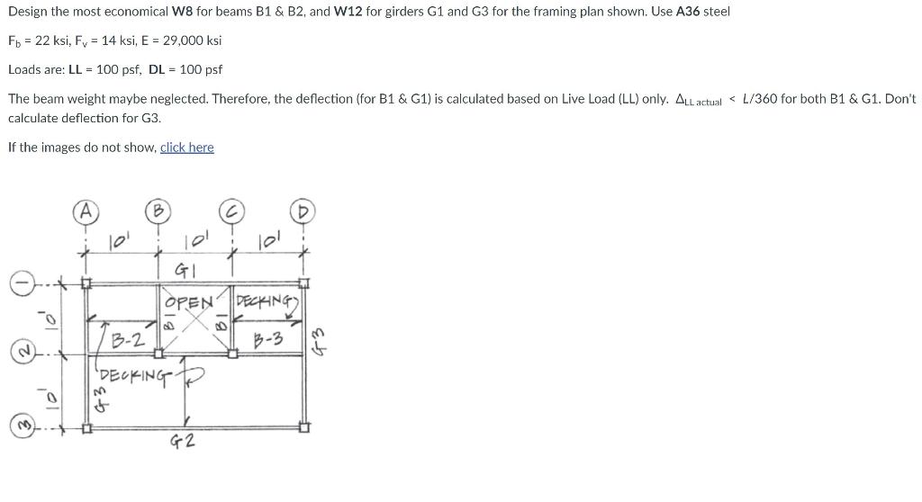 Solved Design the most economical W8 for beams B1 & B2, and | Chegg.com