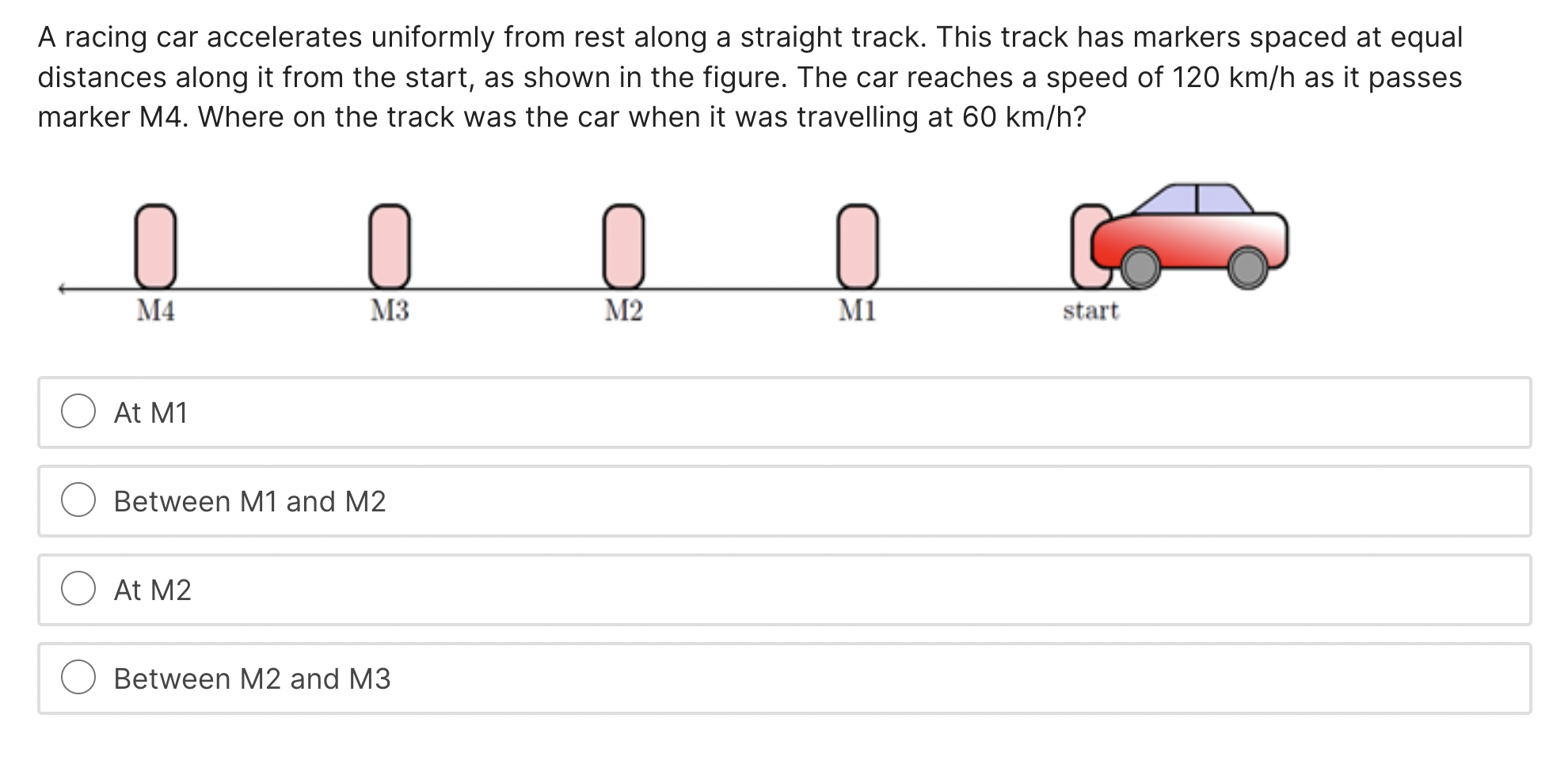 Solved A racing car accelerates uniformly from rest along a