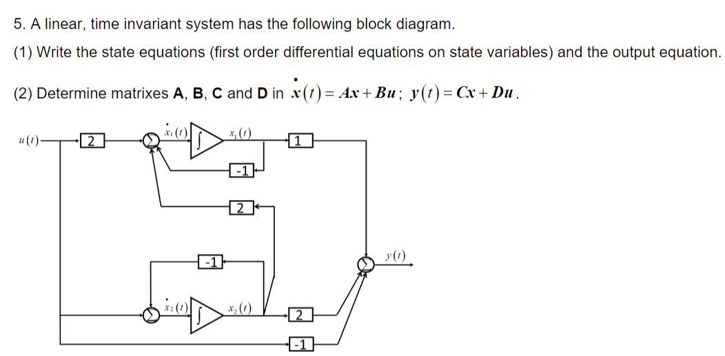 Solved 5. A linear, time invariant system has the following | Chegg.com