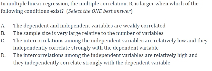 Solved In multiple linear regression, the multiple | Chegg.com