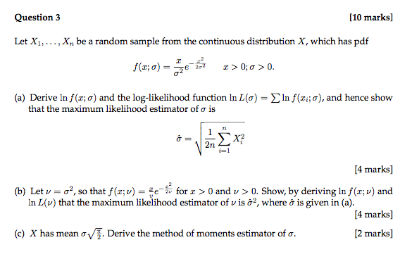 Solved Question 3 10 Marks Let X1 X Be A Random Chegg Com