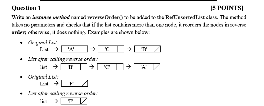 Solved Write an instance method named reverseOrder() to be | Chegg.com