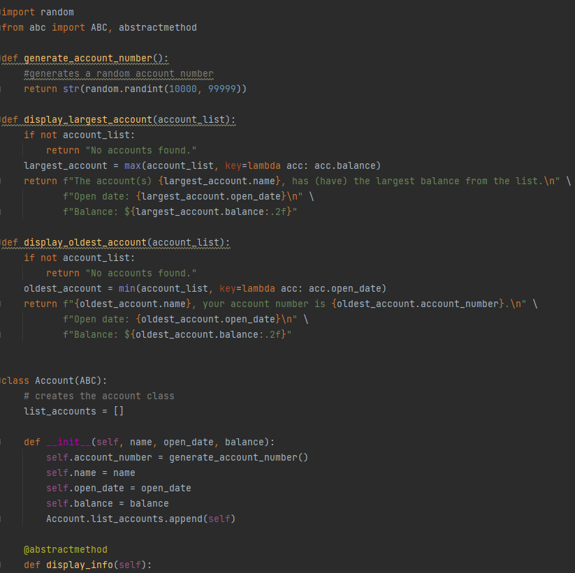 Solved pass @abstractmethod def withdraw(self, amount): pass | Chegg.com