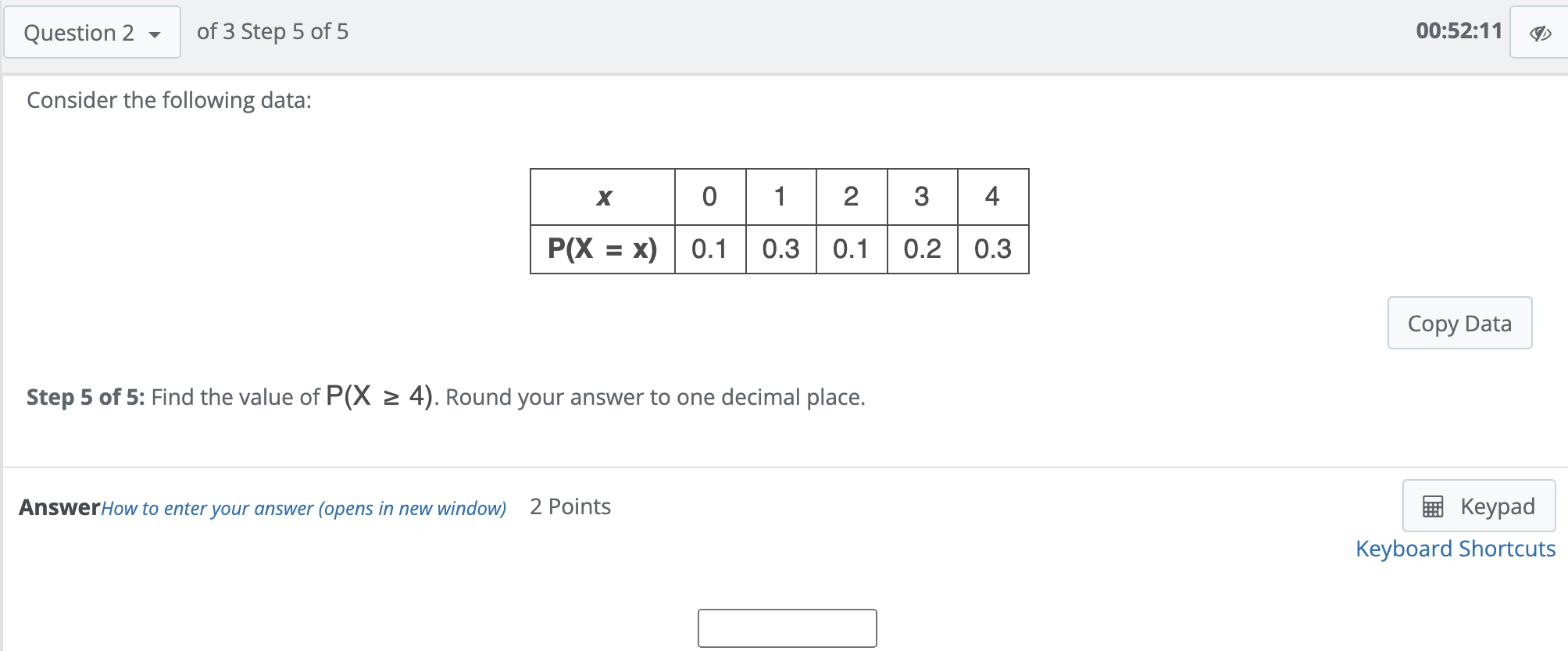 Solved of 3 Step 4 of 5 Consider the following data: Step 4 | Chegg.com