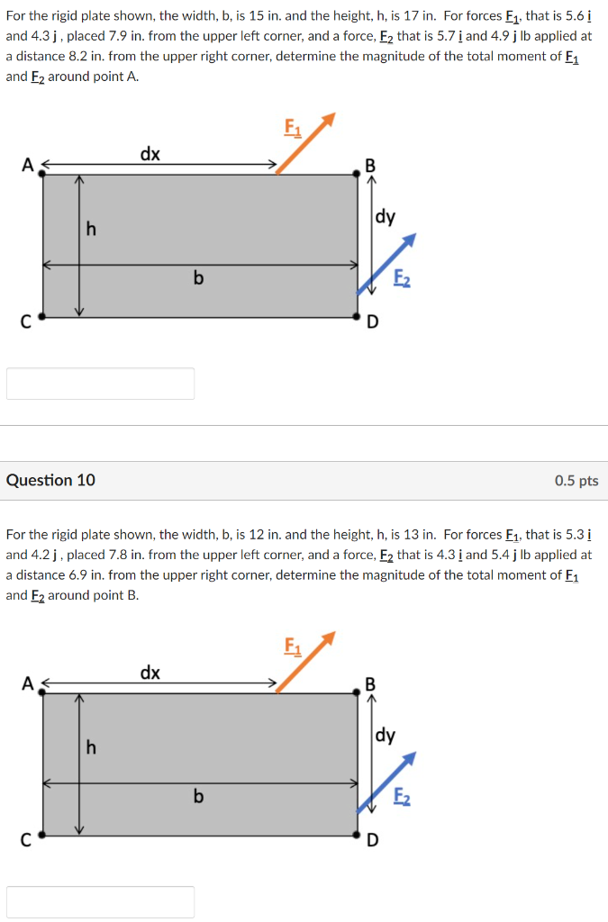 Solved For The Rigid Plate Shown The Width B Is 12 In