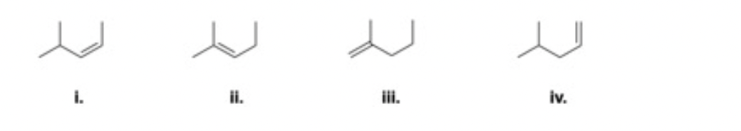 Solved Rank the following alkenes in decreasing order of | Chegg.com