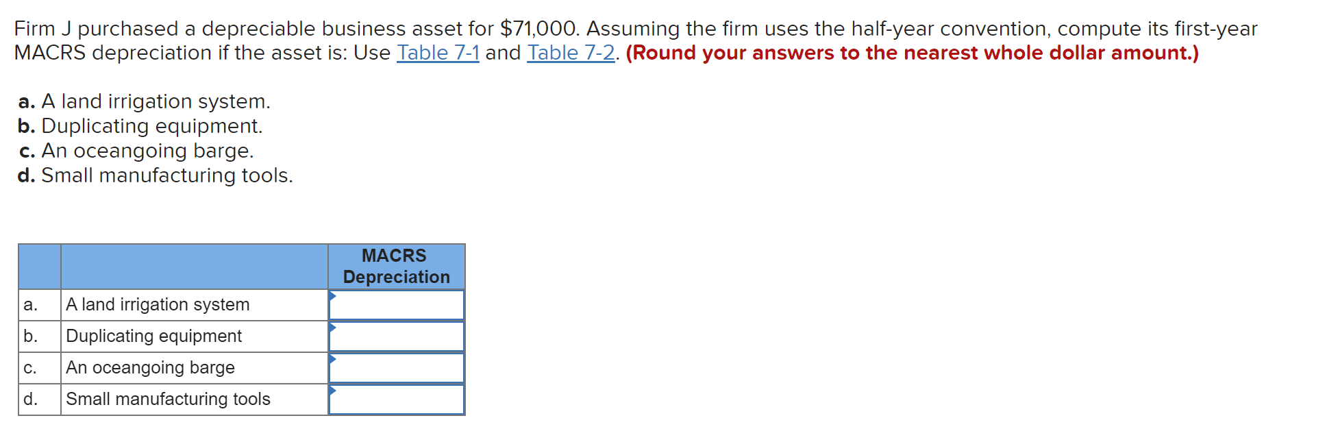 Solved Firm J purchased a depreciable business asset for