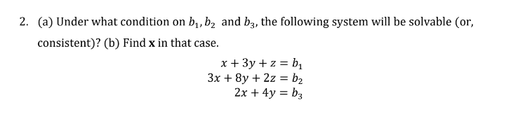 Solved (a) Under What Condition On B1,b2 And B3, The | Chegg.com