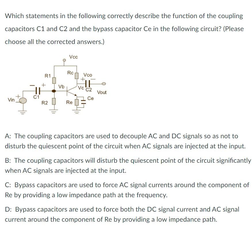 Solved Which statements in the following correctly describe