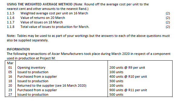 Solved USING THE WEIGHTED AVERAGE METHOD (Note: Round off | Chegg.com