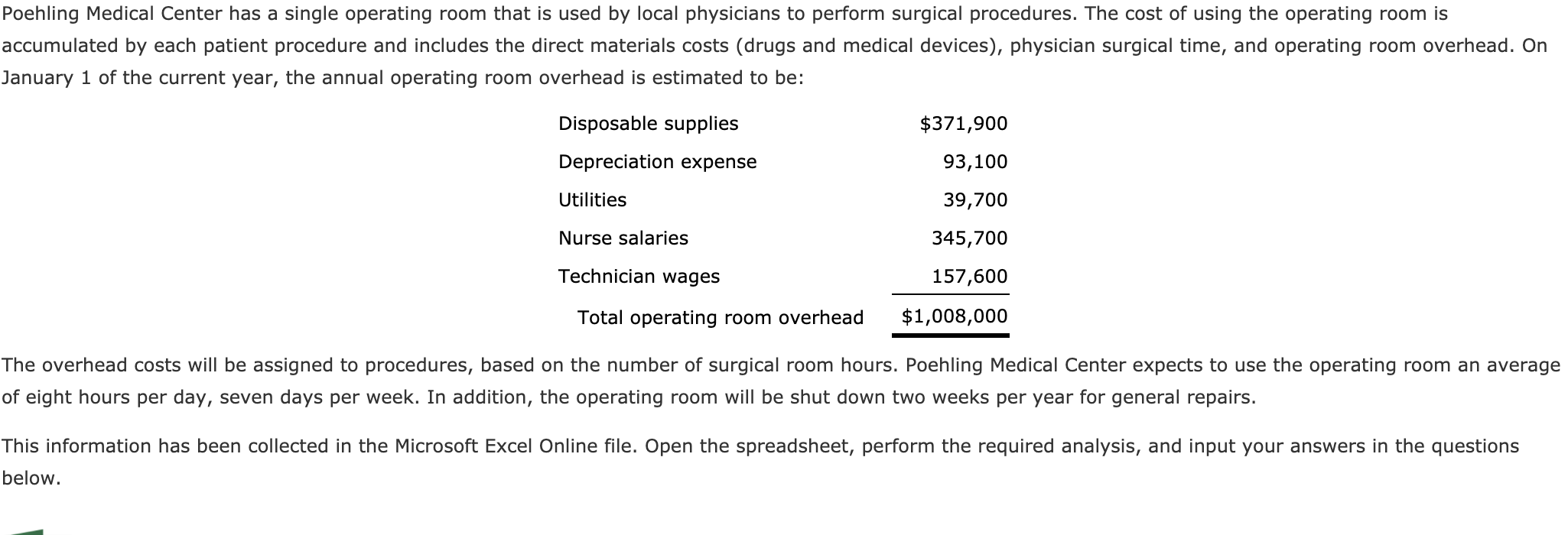 Solved Poehling Medical Center Has A Single Operating Room Chegg Com