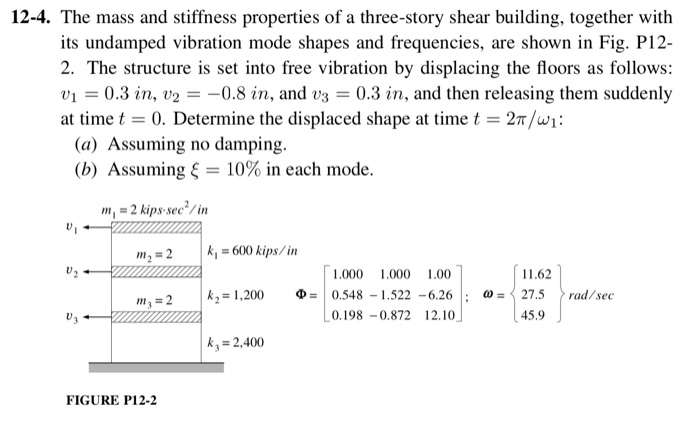 12-4. The mass and stiffness properties of a | Chegg.com