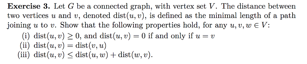 Solved Exercise 3. Let G be a connected graph, with vertex | Chegg.com