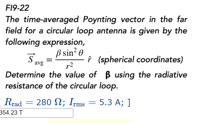 Solved F19 22 The Time Averaged Poynting Vector In The Fa Chegg Com