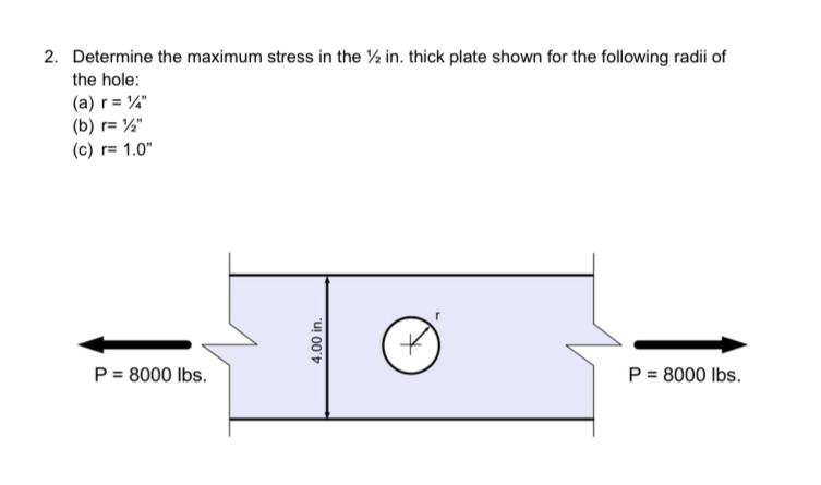 Solved 2. Determine the maximum stress in the in thick plate | Chegg.com