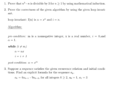 Solved 1. Prove That Is Divisible By 3 For 1 By Using | Chegg.com