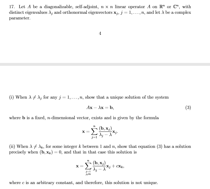 Solved 17. Let A be a diagonalizable, self-adjoint, nx n | Chegg.com