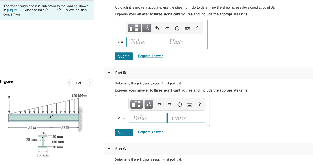 Solved The wide-flange beam is subjected to the loading | Chegg.com