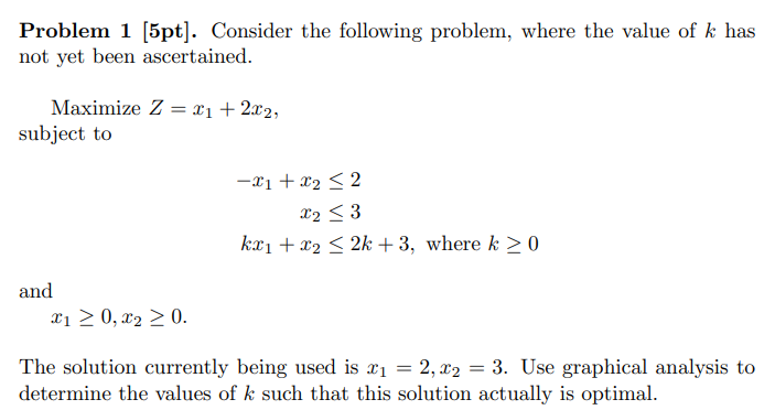 Solved Problem 1 [5pt]. Consider the following problem, | Chegg.com