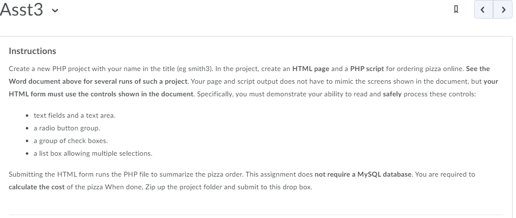 Solved Asst3 A Instructions Create a new PHP project with | Chegg.com
