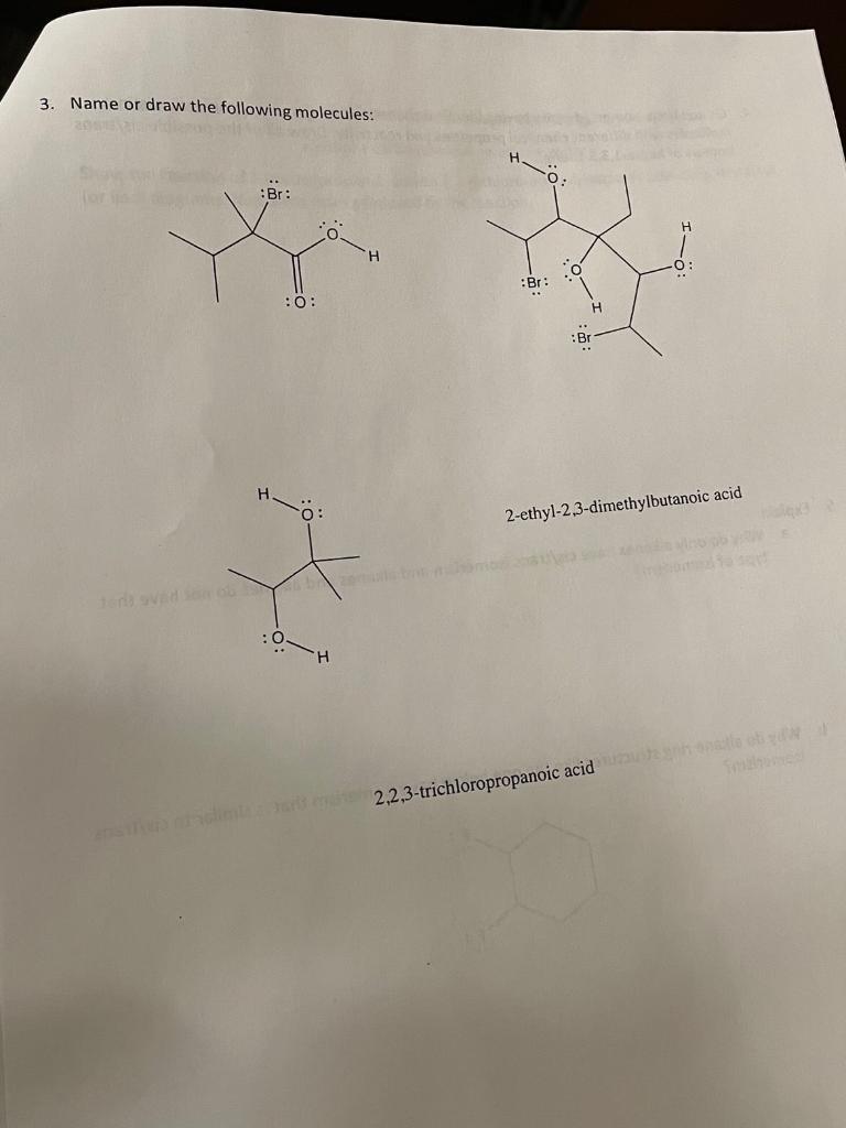 Solved 3. Name Or Draw The Following Molecules: | Chegg.com