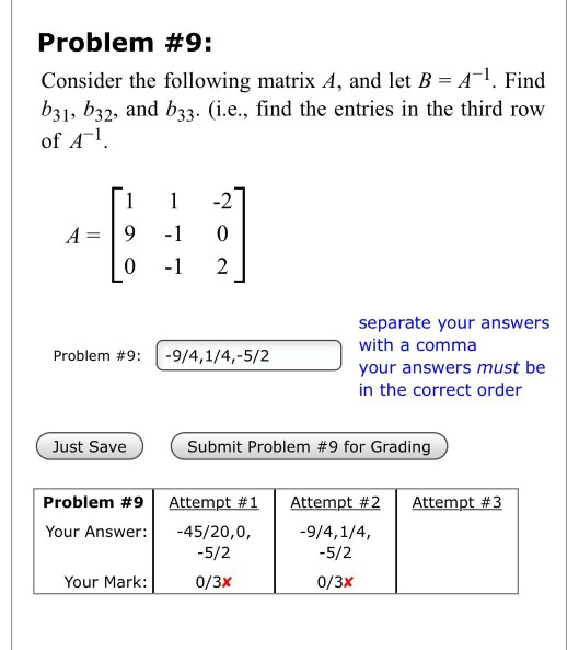 Solved Problem #9: Consider the following matrix A, and let | Chegg.com