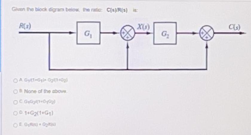 Solved Groen Ise Block Digram Below The Ratio Cler S R Chegg Com