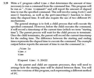 3.19 Write a C program called time.c that determines | Chegg.com