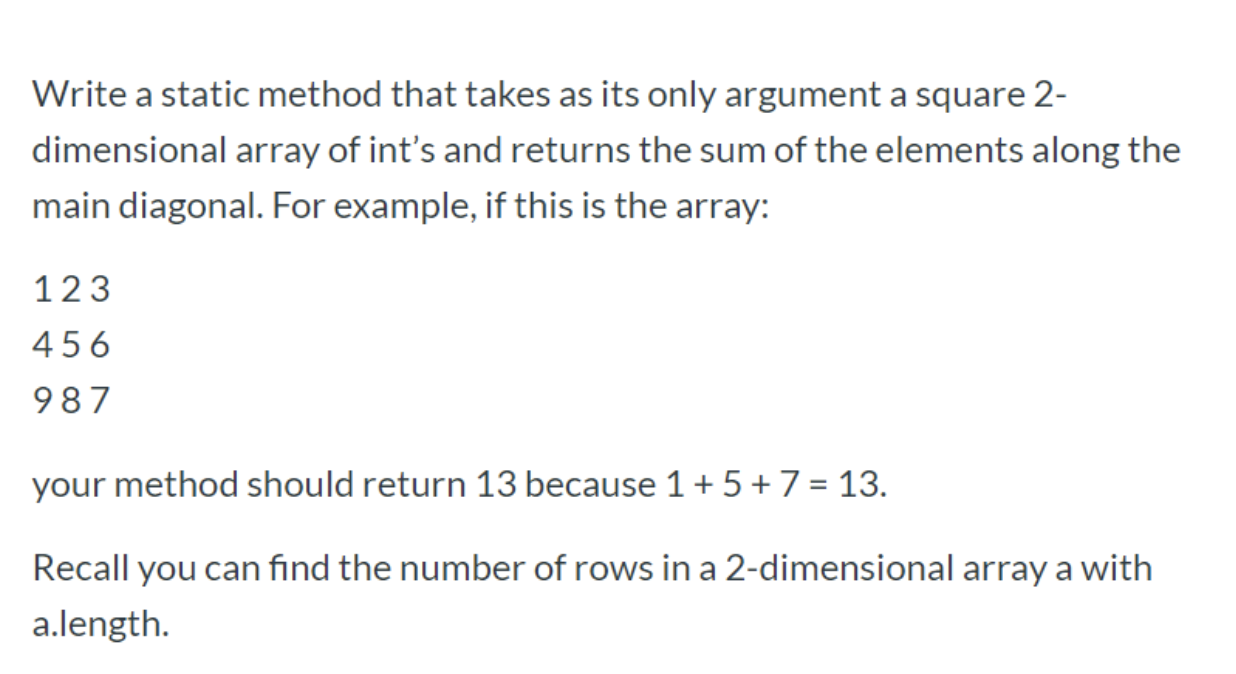 Solved Write a static method that takes as its only argument | Chegg.com