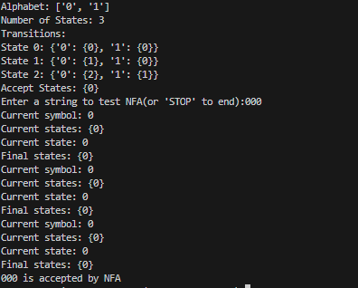 Solved NFA Python Implementation: I need help getting string | Chegg.com