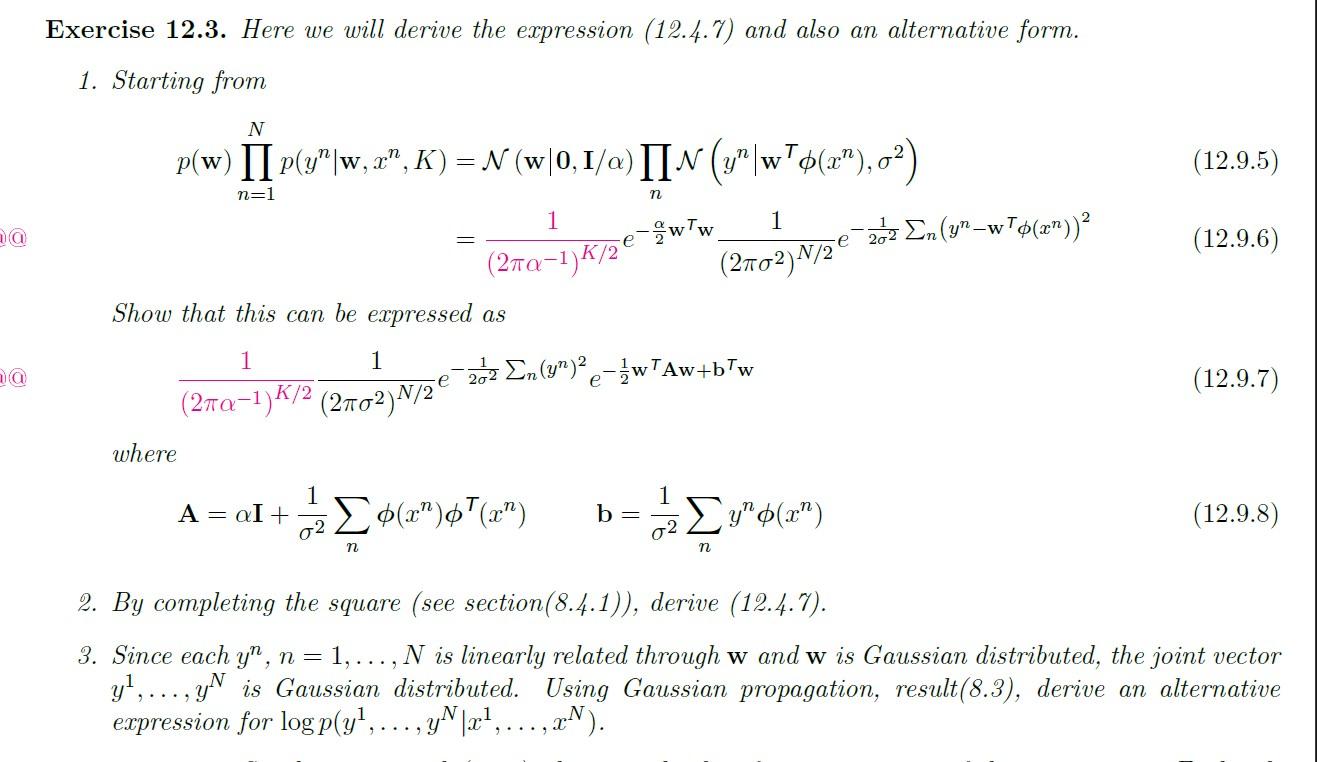 Solved Exercise 12.3. Here We Will Derive The Expression | Chegg.com