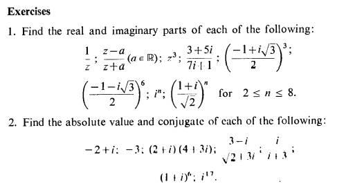Solved 1. Find the real and imaginary parts of each of the | Chegg.com