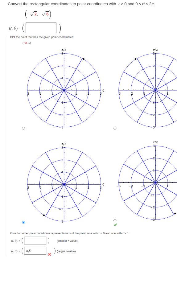 Solved Convert the rectangular coordinates to polar | Chegg.com