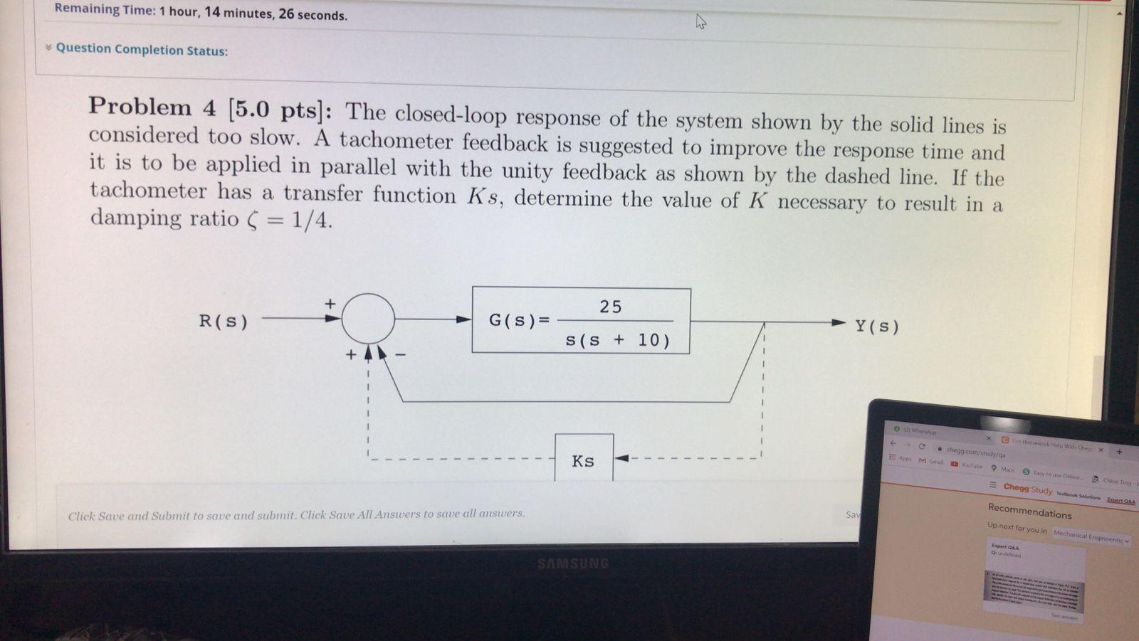 Solved Problem 4 [5.0 pts]: The closed-loop response of the | Chegg.com