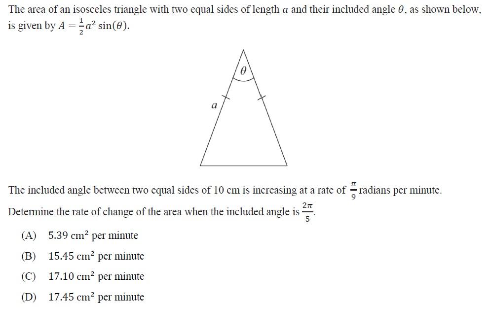 area of an isosceles triangle with two sides equal