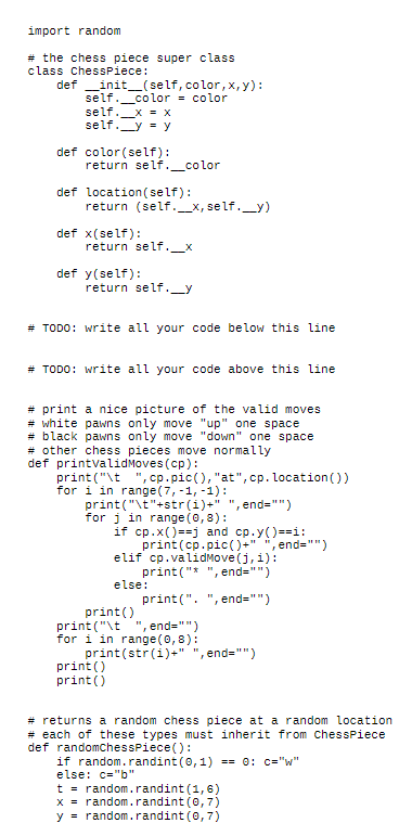 Solved PYTHON CODE: Use inheritance to place a random chess