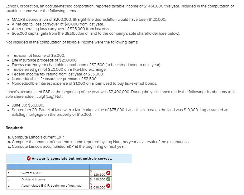 Solved Lanco Corporation, an accrualmethod corporation,