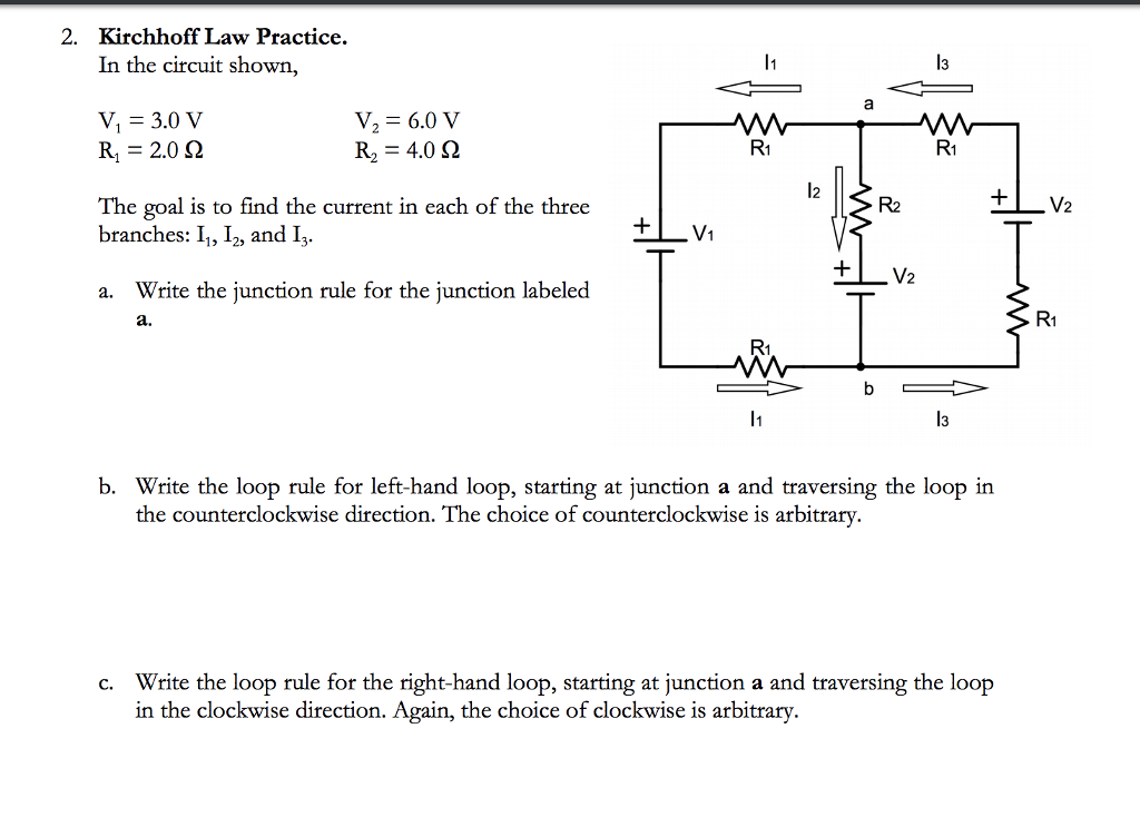 Solved 2. Kirchhoff Law Practice In The Circuit Shown, V, | Chegg.com