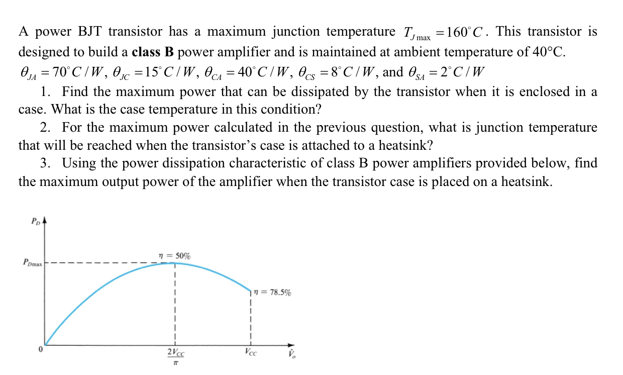 Solved A power BJT transistor has a maximum junction | Chegg.com