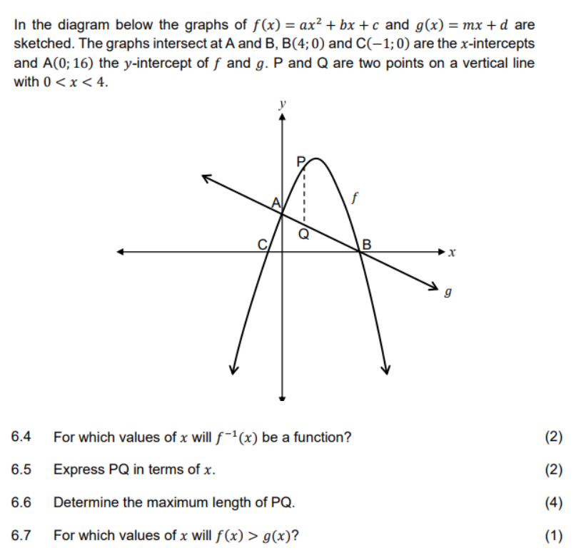 Solved In the diagram below the graphs of f(x) = ax2 + bx +c | Chegg.com