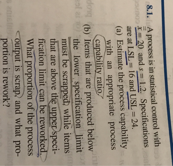 Solved A process is in statistical control with x = 20 and
