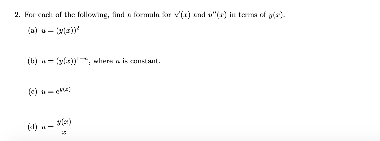 Solved 2 For Each Of The Following Find A Formula For Chegg Com