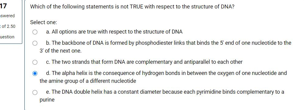 Solved 17 Which of the following statements is not TRUE with | Chegg.com