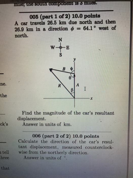 Solved A car travels 26.5 km due north and then 26.9 km in a