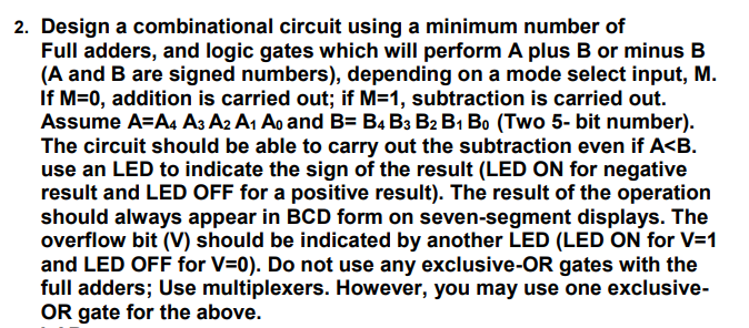 Solved 2. Design A Combinational Circuit Using A Minimum | Chegg.com