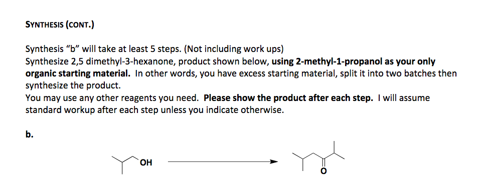 Solved SYNTHESIS (CONT.) Synthesis "b" Will Take At Least 5 | Chegg.com