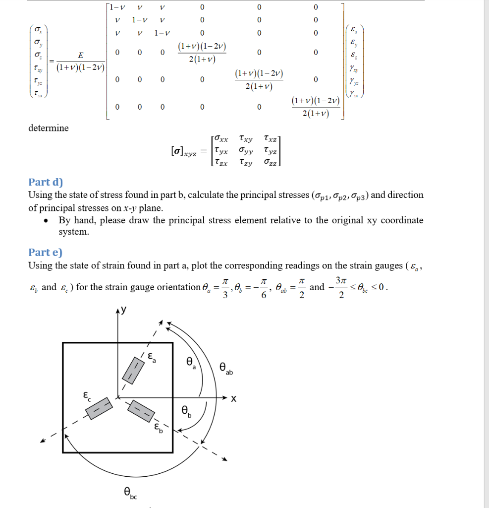 Solved A strain gauge test is conducted at point of an | Chegg.com